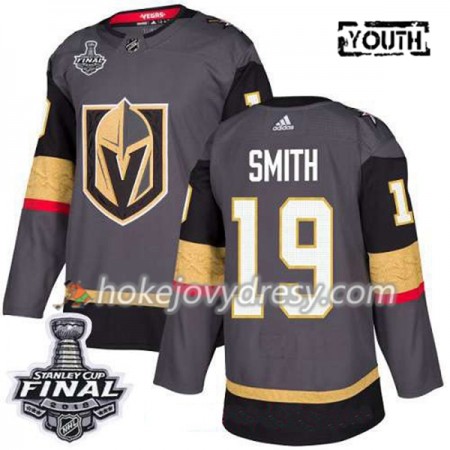 Dětské Hokejový Dres Vegas Golden Knights Reilly Smith 19 2018 Stanley Cup Final Patch Adidas Šedá Authentic